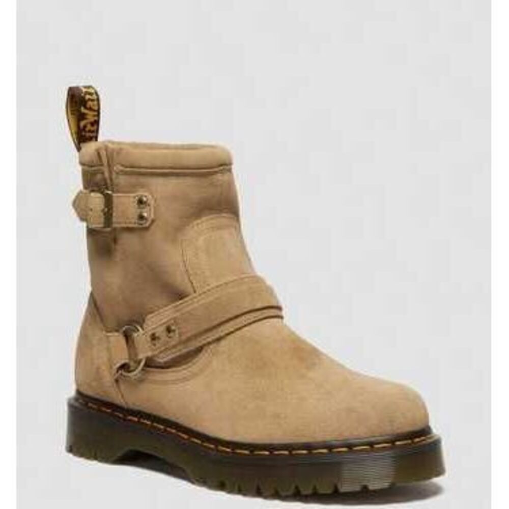 Dr. Martens Beige Suede Harness Ankle Booties